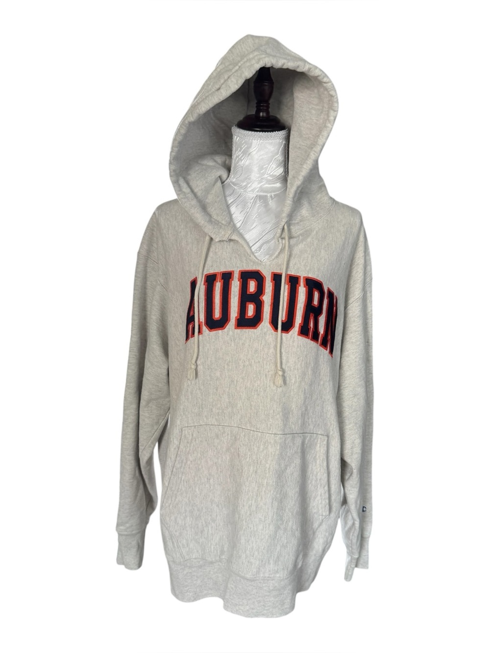 Champion Auburn Arch Zip-Up Hoodie - Light Gray with Navy & Orange Trim
